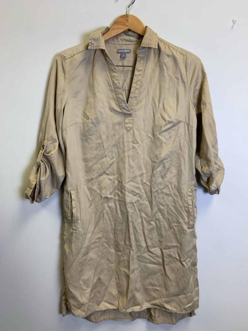 Falls Creek Beige Mini Shirt Dress